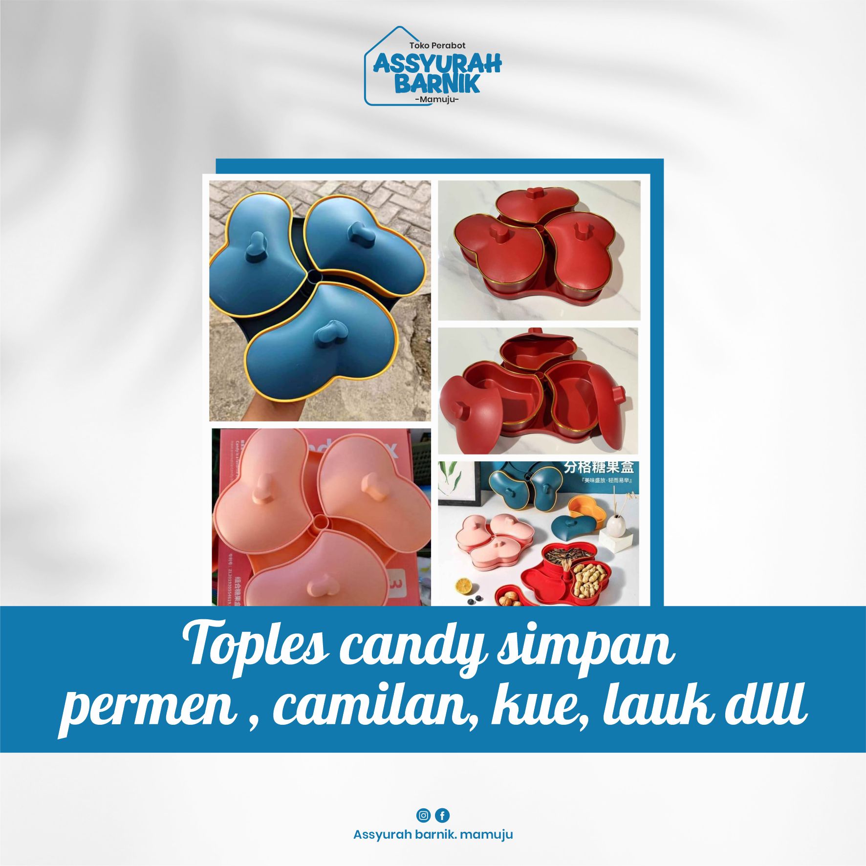Toples candy simpan permen , camilan, kue, lauk dlll