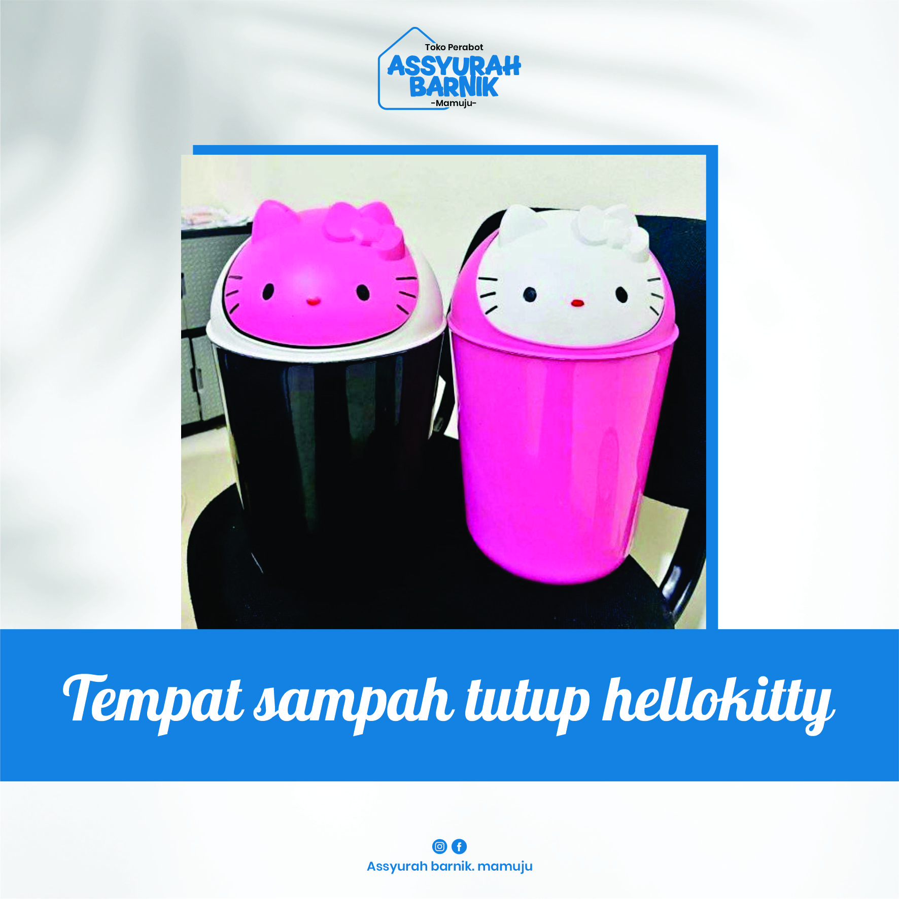Tempat sampah tutup hellokitty HITAM