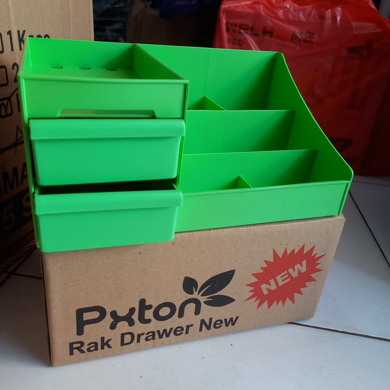 Rak kosmetik drawer 2 laci HIJAU