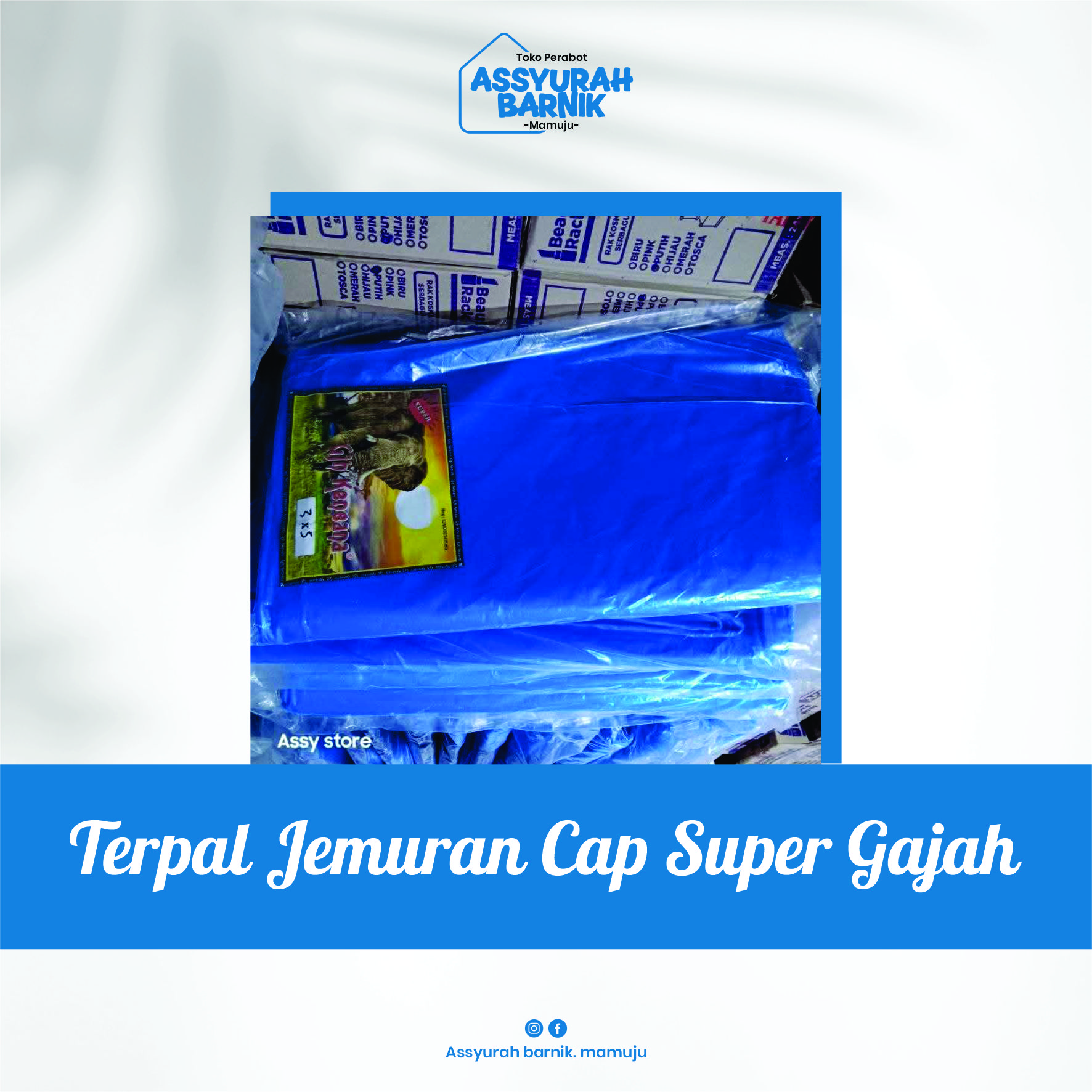Terpal Jemuran Cap Super Gajah Ukuran besar Lebar 5 Meter , Panjang 6 meter  Pakai Ring